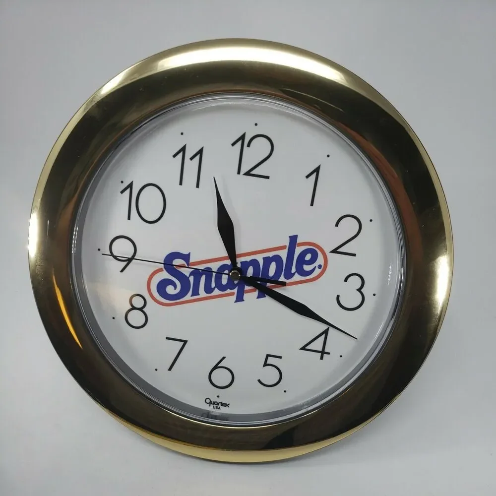 Snapple Round Wall Clock  Gold Vintage 1990s Rare Collectible New in Box 11